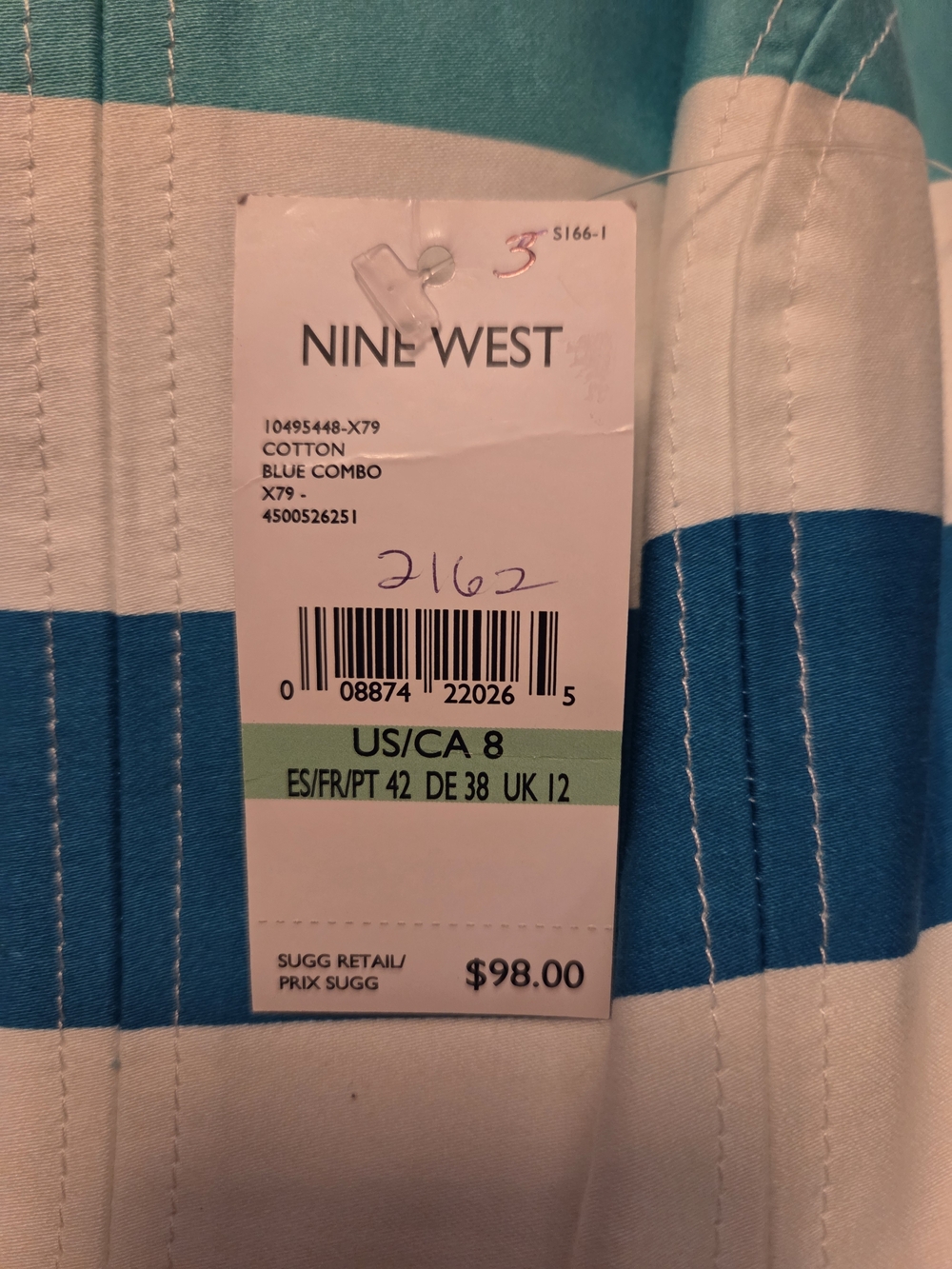 Nine West Striped Midi Dress in Navy, Teal, Aqua & White NWT - Picture 11 of 14